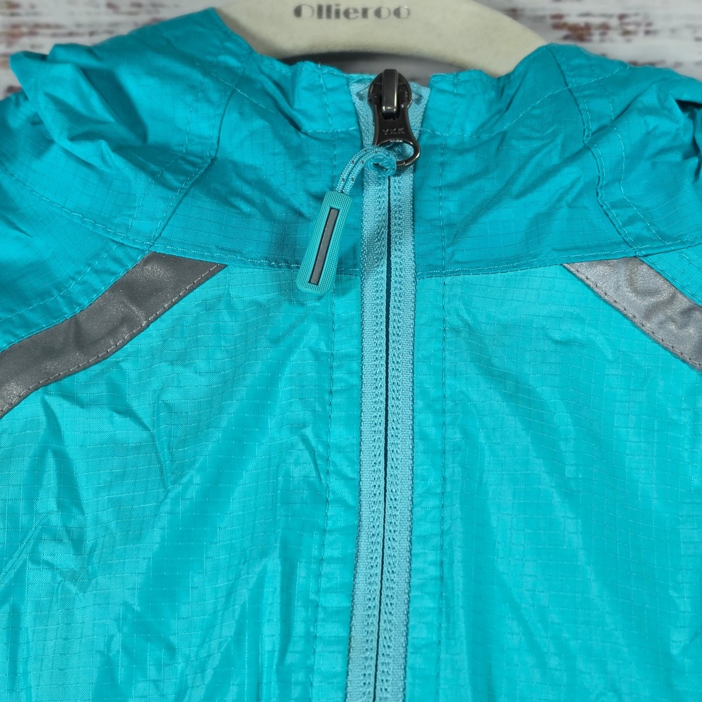 L.L.Bean Discovery Rain Jacket Kids Size L 14-16 Blue Excellent Fleece Lined